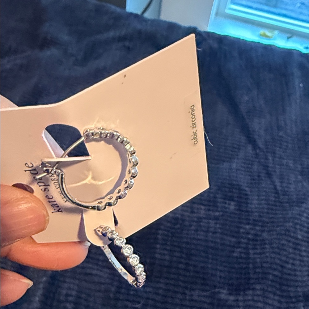 Kate Spade Silver Cubic Zirconia Hoop Earrings - Picture 2 of 5